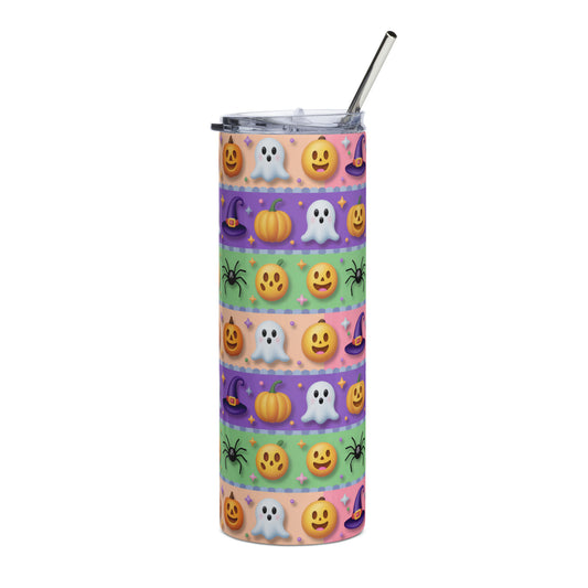 Emoji Halloween Tumbler – 20oz Cute Ghost & Candy Travel Mug for Iced Coffee